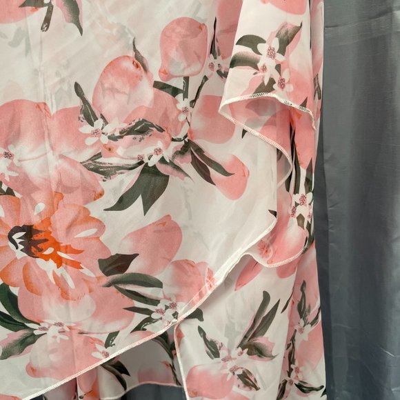 UNKNOWN BRAND White & Pink Lemon Fruit Pattern Cardigan/Shawl/Wrap - O/S - Picture 2 of 4